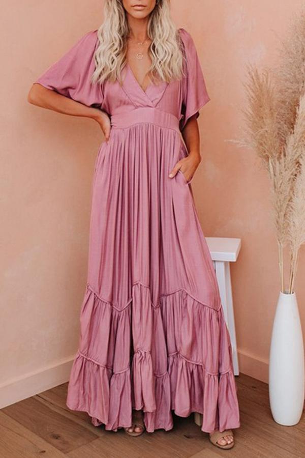 Bohemian solid color long dress