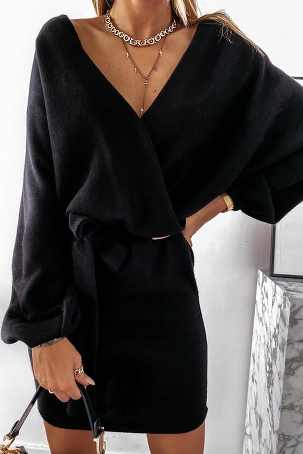 Long Sleeve V-neck Elegant Dress