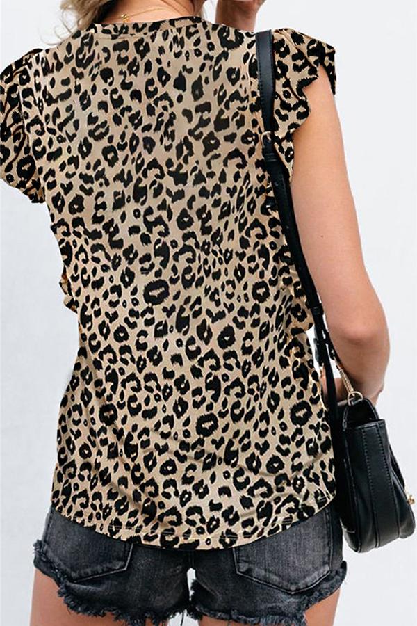 Loose Printed Round Neck Short-sleeved Top