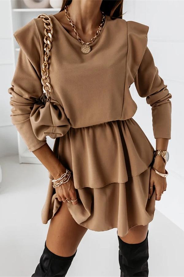 Casual Long-sleeved Ruffle Dress