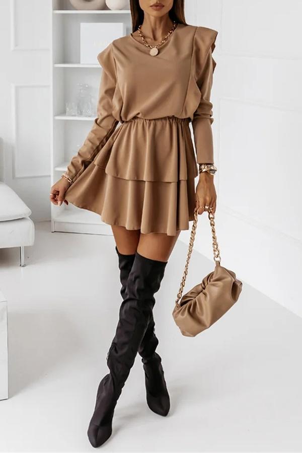 Casual Long-sleeved Ruffle Dress