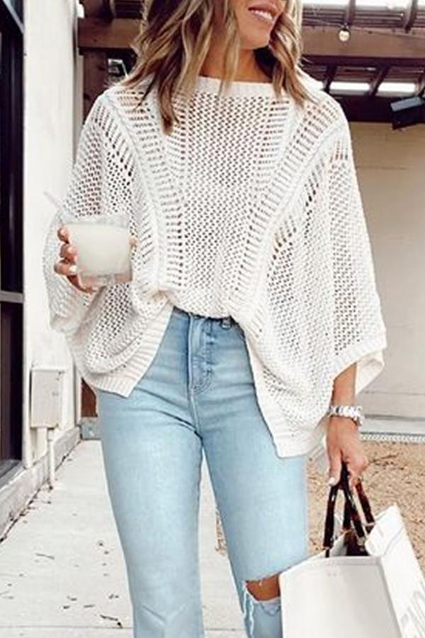 Casual Knitted Hollow Top