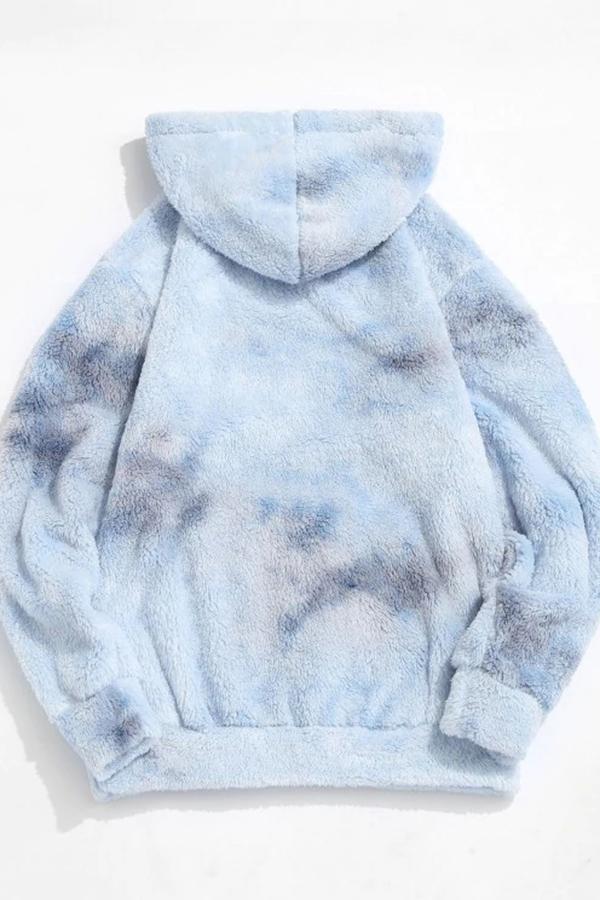 Tie-dye Embroidered Plush Hooded Sweatshirt