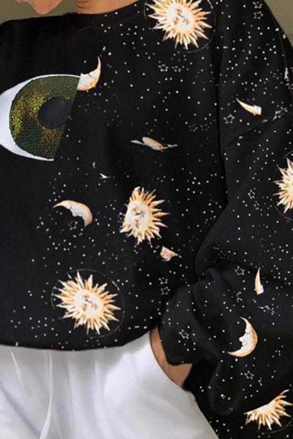 New Star Pattern Printed Loose Sweater