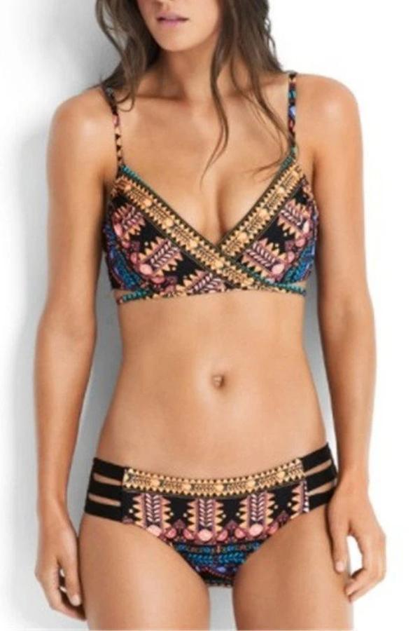 Ethnic Bikini Cross Straps On Chest