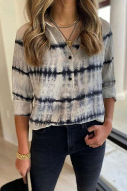 Women Tie-dye Casual Loose Striped Shirt 