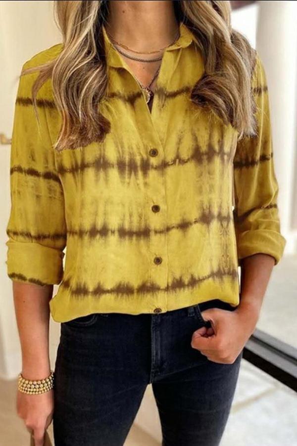 Women Tie-dye Casual Loose Striped Shirt 