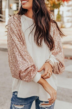 Sequined Long-sleeved InsT-shirt Shirt Top