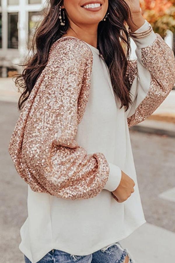 Sequined Long-sleeved InsT-shirt Shirt Top