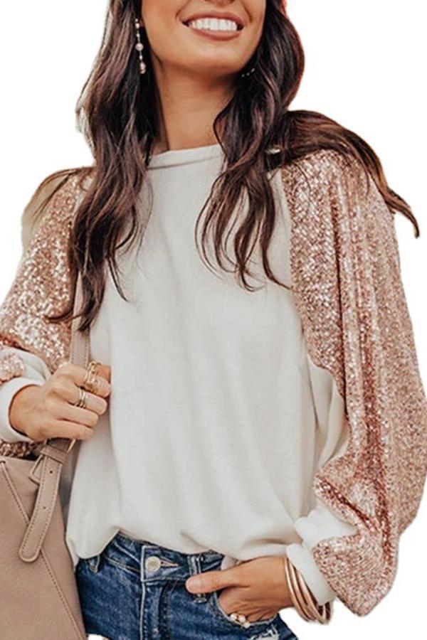 Sequined Long-sleeved InsT-shirt Shirt Top