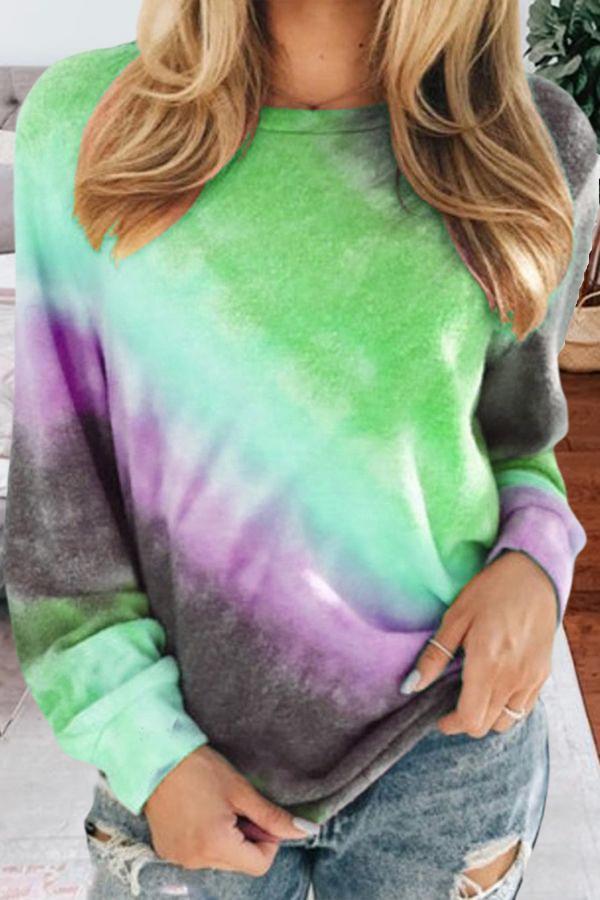 Tie-dye Loose Casual Long Sleeve Tee