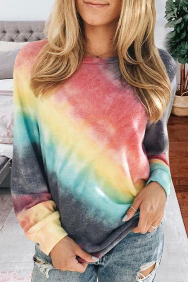 Tie-dye Loose Casual Long Sleeve Tee