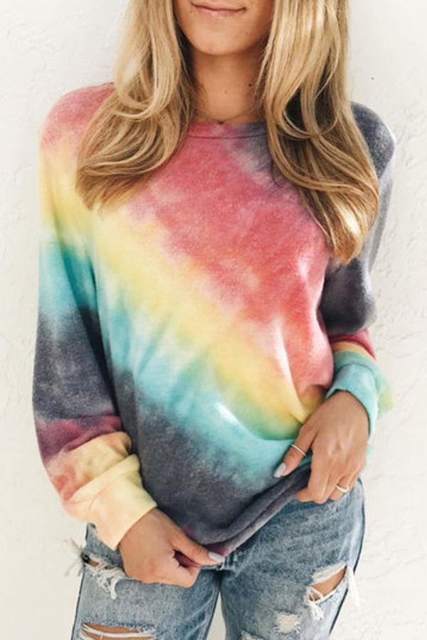 Tie-dye Loose Casual Long Sleeve Tee