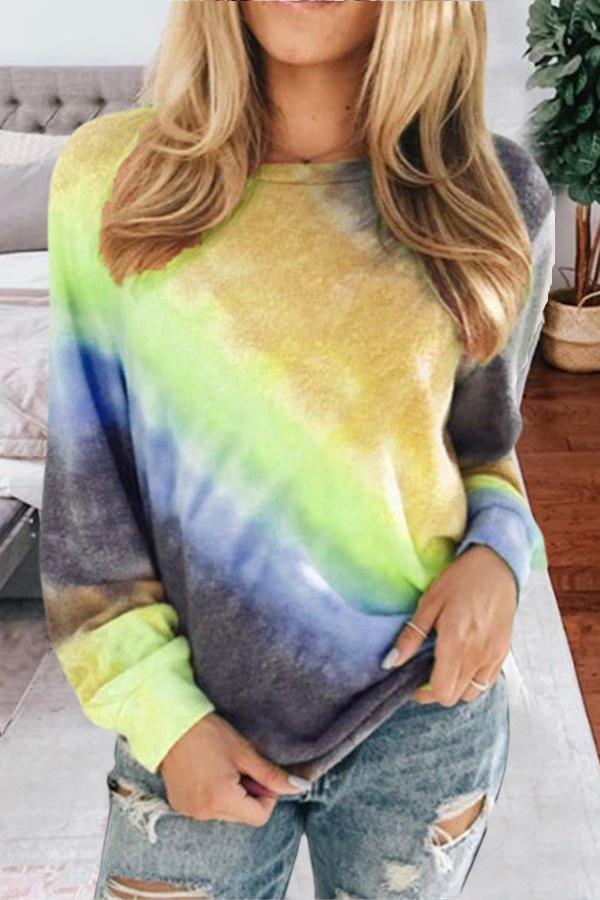 Tie-dye Loose Casual Long Sleeve Tee