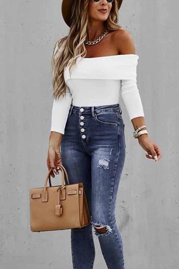 Elegant Slant Off-shoulder Irregular Blouse