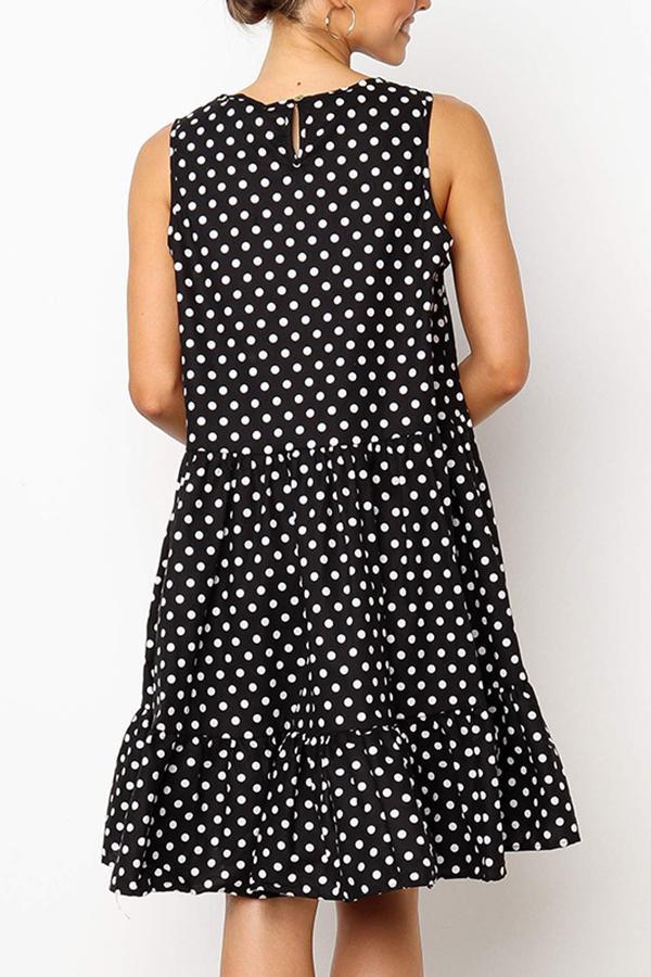 Sleeveless Polka Dot Elegant Puffy Dress