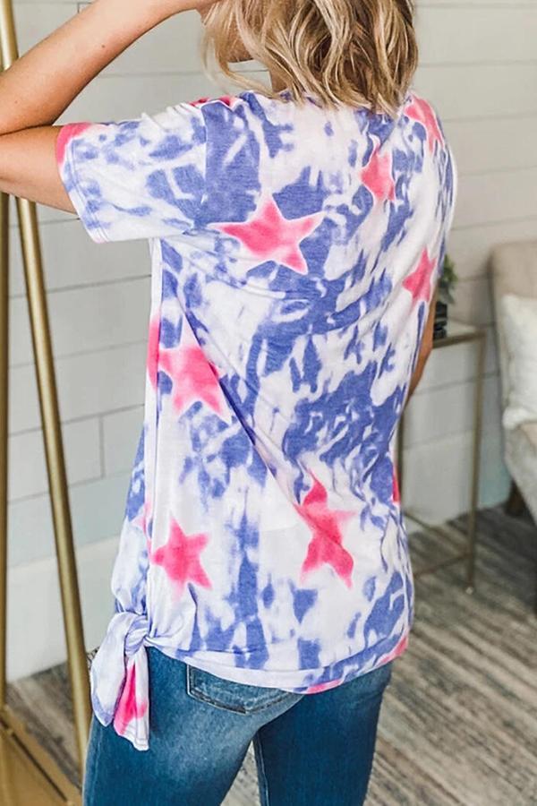 Tie-dye Star Print Short Sleeve Chic T-shirt