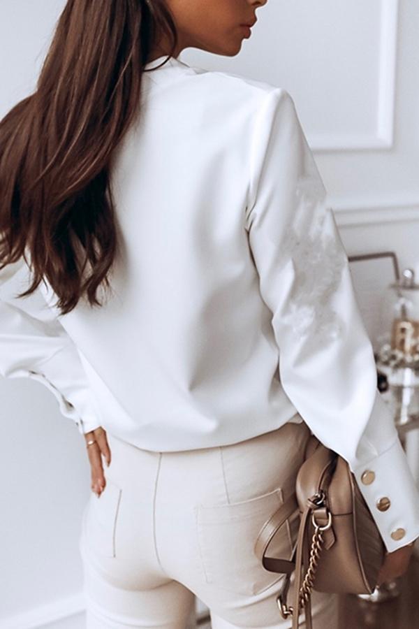 Elegant Solid-color Gold Button Ladies Shirt