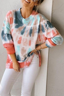 Chic Tie-dye Split Loose Casual Sweater