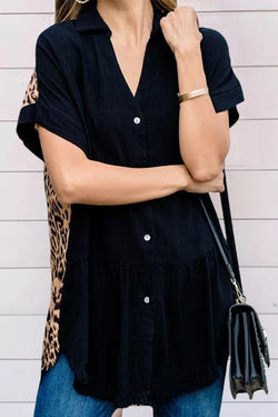 Leopard Print Asymmetrical Loose Casual Top