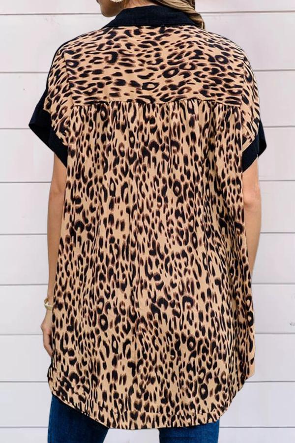 Leopard Print Asymmetrical Loose Casual Top