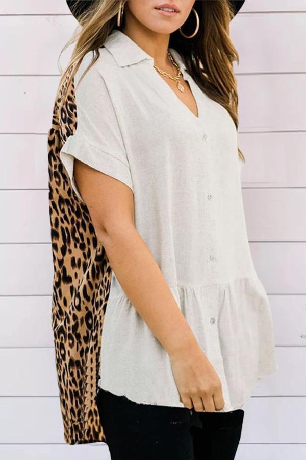 Leopard Print Asymmetrical Loose Casual Top