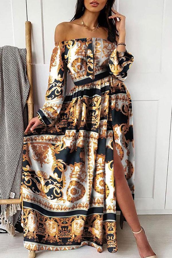 Elegant Tube Top Three-color Printed Dress