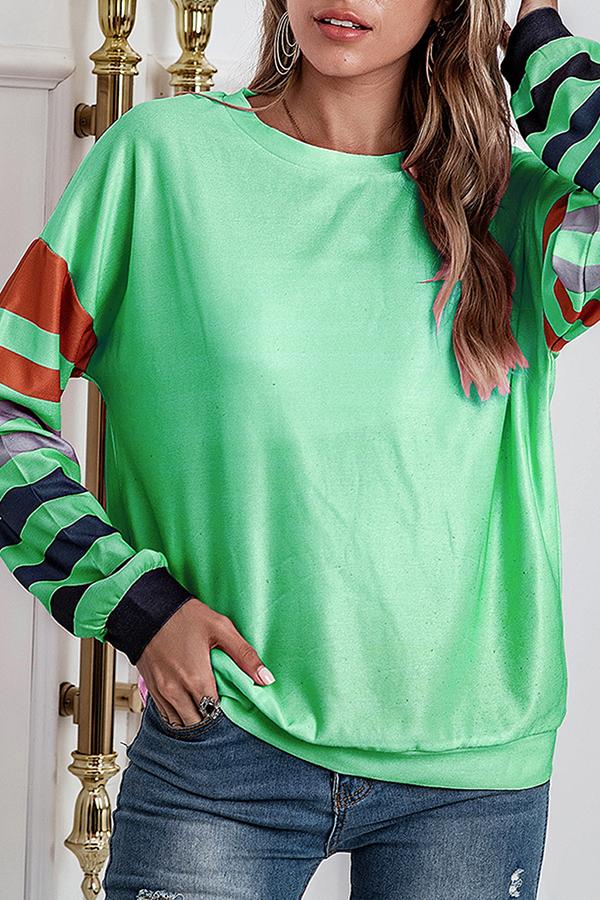 Striped Print Casual Loose Long-sleeve T-shirt