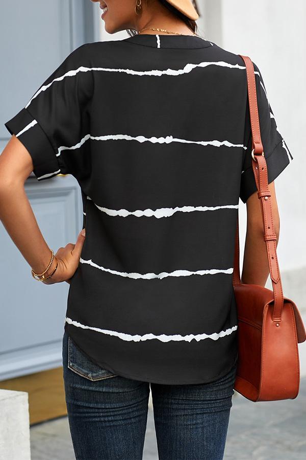 Fuzzy Striped Stitching Loose Blouse