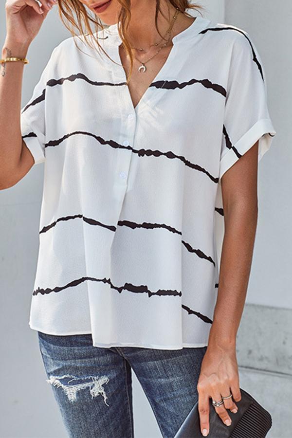 Fuzzy Striped Stitching Loose Blouse