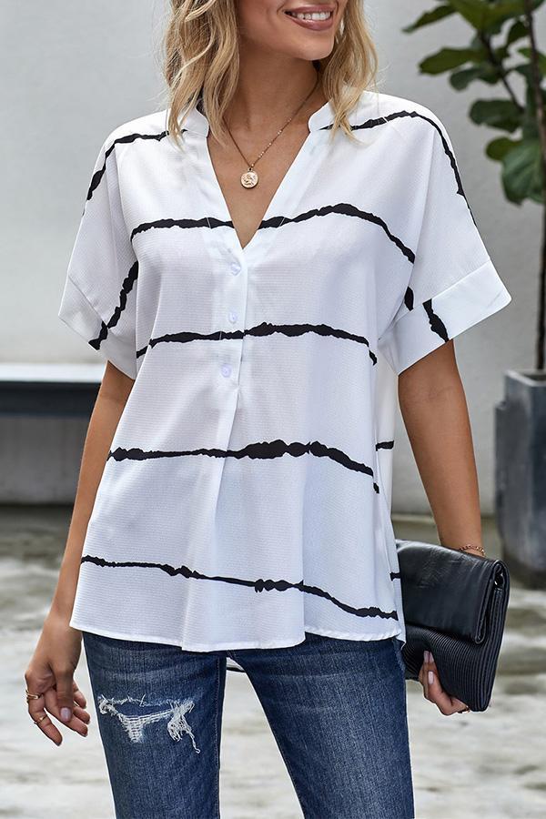 Fuzzy Striped Stitching Loose Blouse