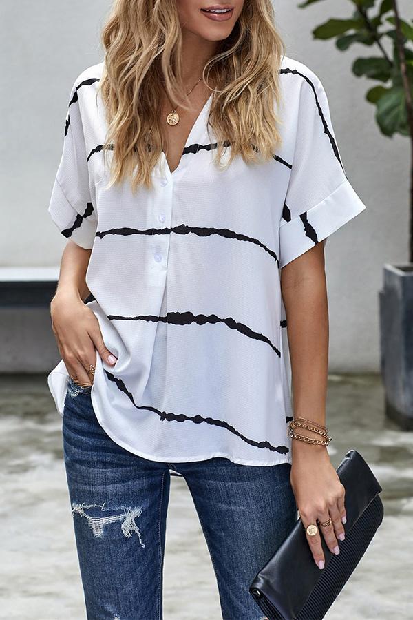 Fuzzy Striped Stitching Loose Blouse