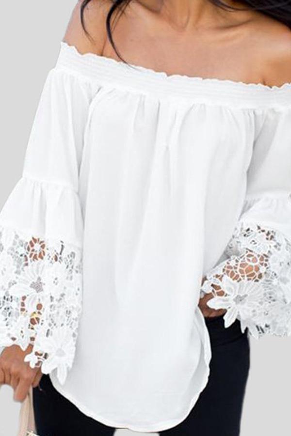 Off-shoulder Casual Lace Stitching Top