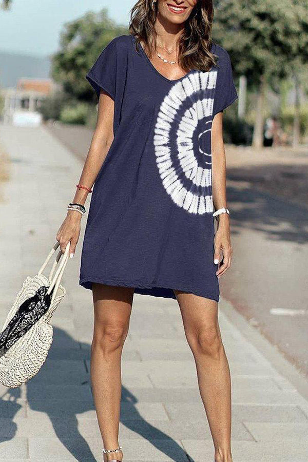 Casual Semicircle Tie Dye Dress