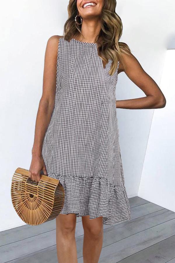 Smart Plaid Sleeveless Baggy Dress