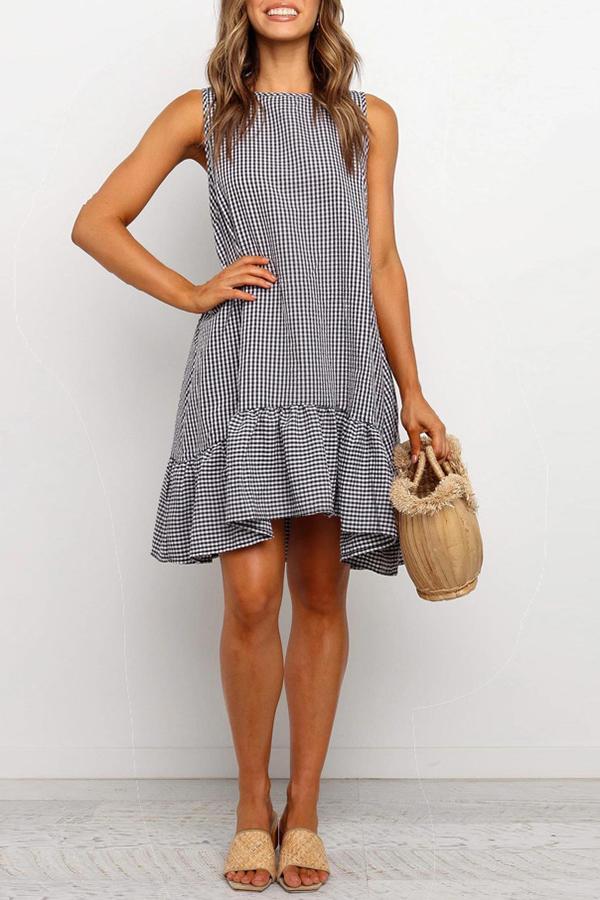 Smart Plaid Sleeveless Baggy Dress