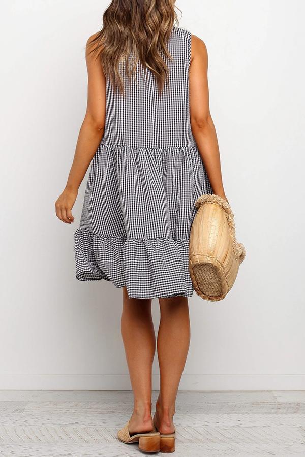 Smart Plaid Sleeveless Baggy Dress