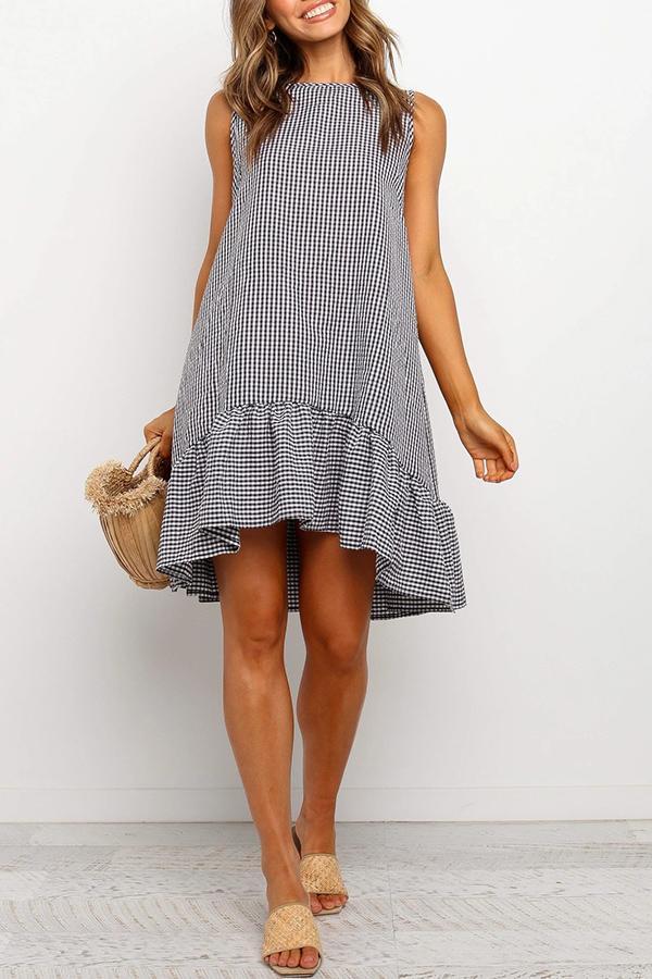 Smart Plaid Sleeveless Baggy Dress