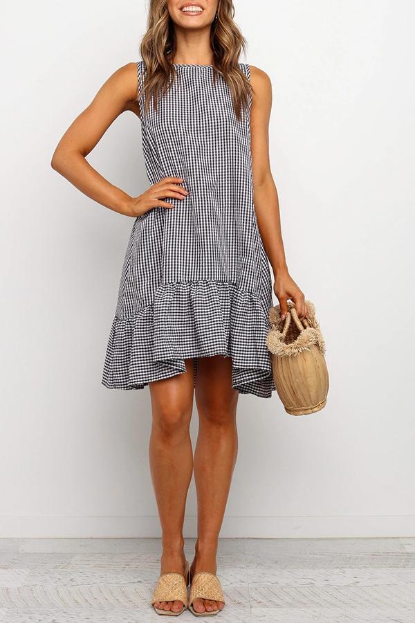 Smart Plaid Sleeveless Baggy Dress