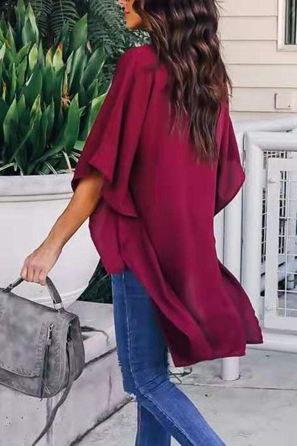 Casual V-neck Loose Raglan Top