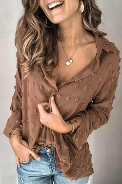 Turndown Collar Patchwork Solid Shirt