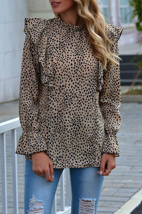 Modern Leopard Print Tailored Blouse