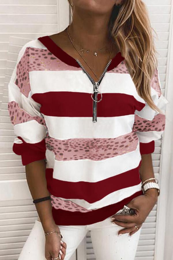 Casual Wear Striped Round Neck Sweatshirt