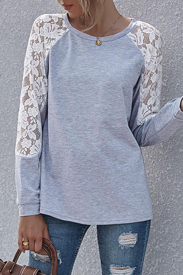 Sweet Patchwork Lace Blouse