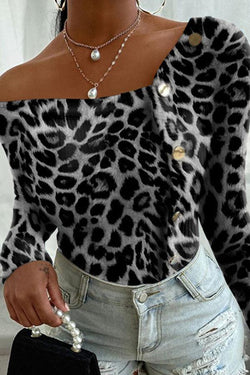 Sexy Leopard Print Slim Fit Blouse