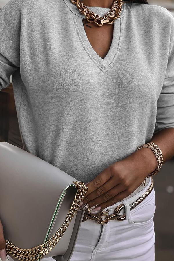 Elegant Intellectual Cozy V-neck Shirt Sweater