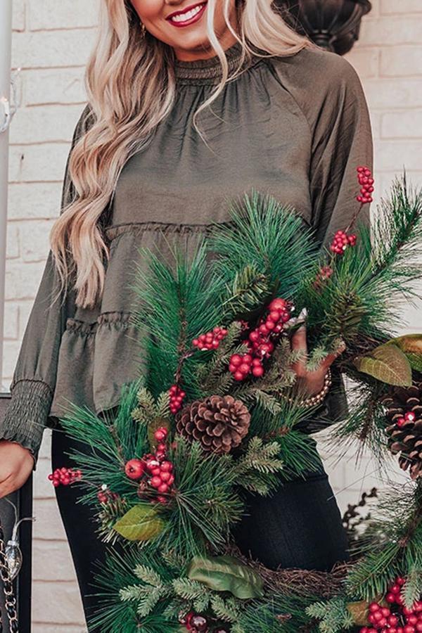 Stylish Casual Cozy Christmas Style Crimped Layering Top