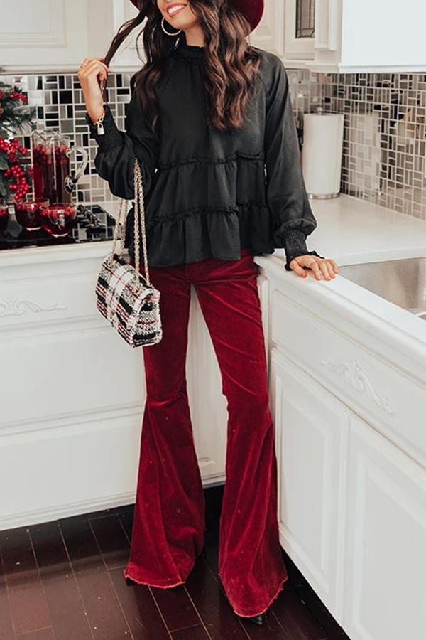 Stylish Casual Cozy Christmas Style Crimped Layering Top