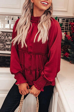 Stylish Casual Cozy Christmas Style Crimped Layering Top