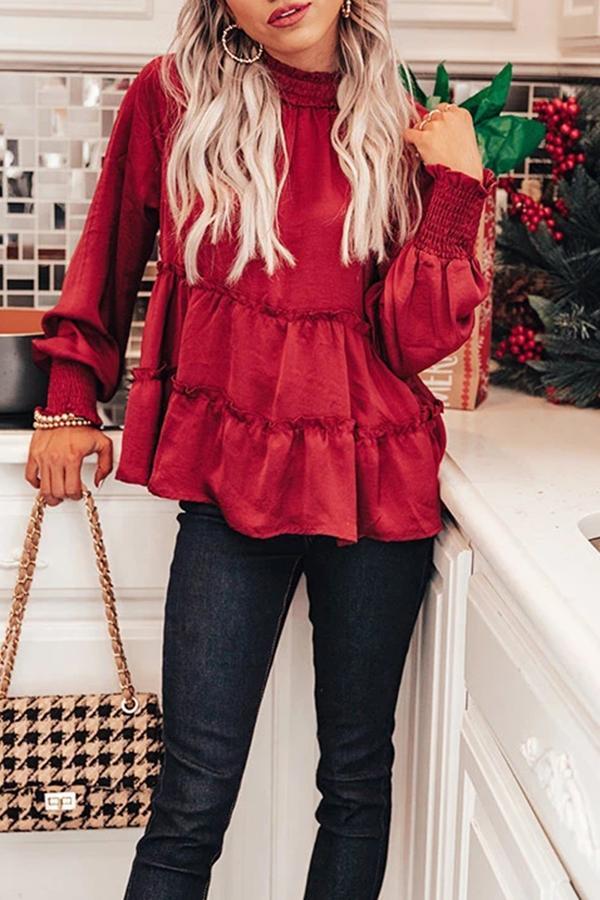 Stylish Casual Cozy Christmas Style Crimped Layering Top